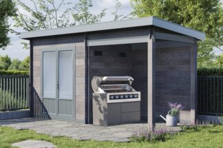 Gartenhaus Belana aus WPC mit Seitendach Ambiente