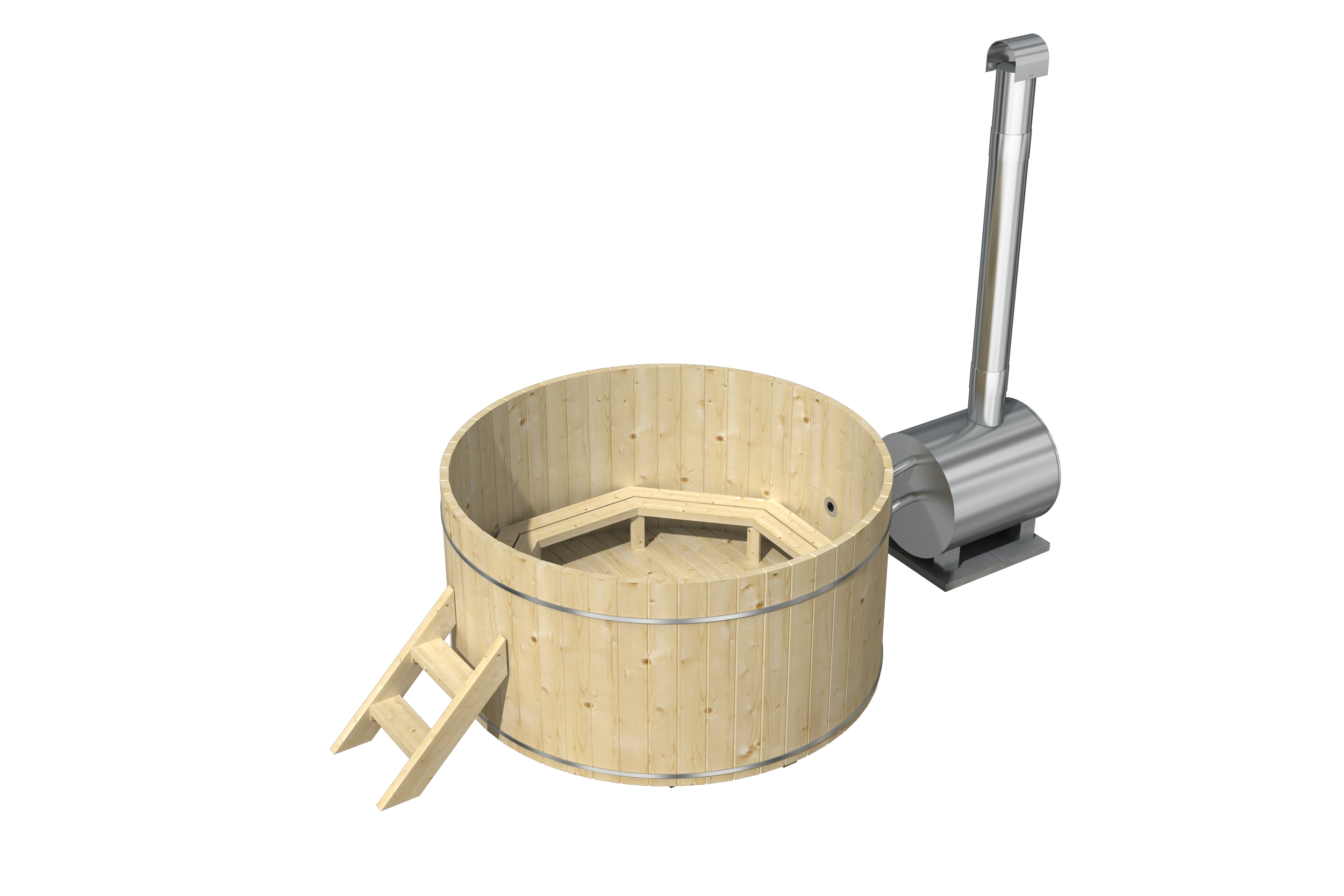 Badefass Välis mit Außenofen – Bild 2