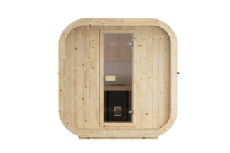 Holzfront mit Glastür