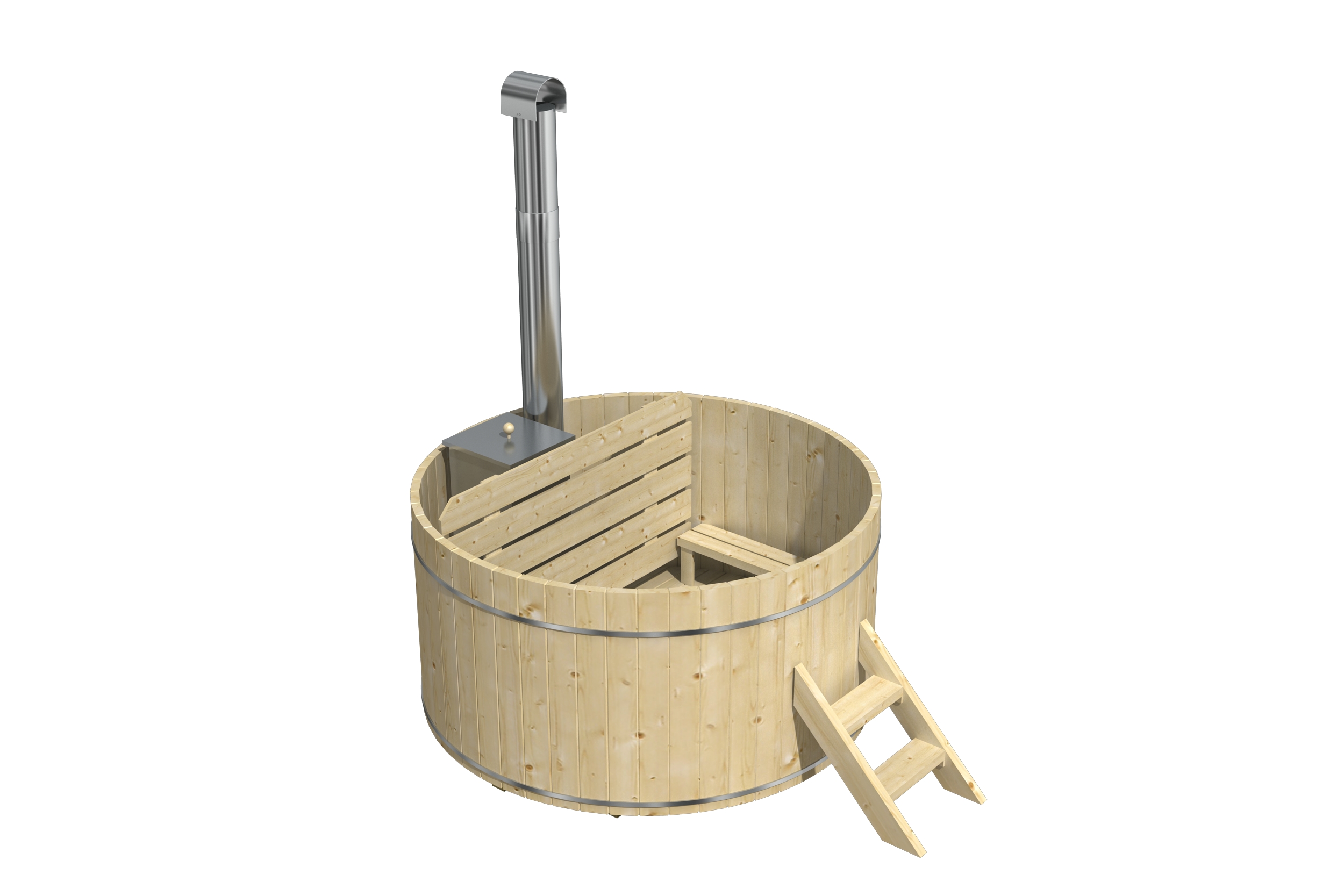 Badefass Sise mit Innenofen – Bild 3