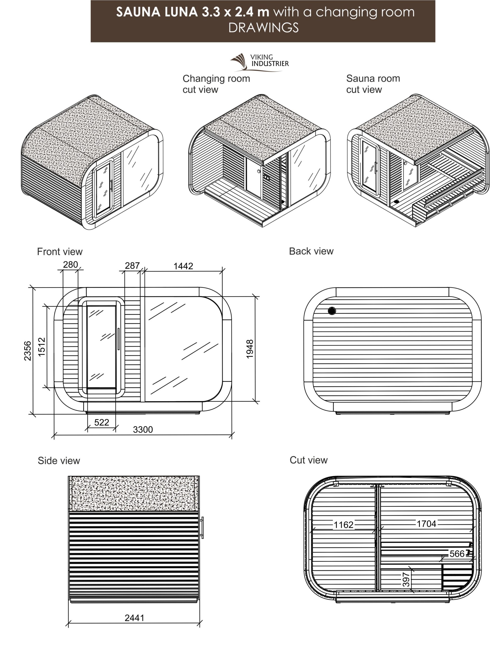 Sauna Luna 330 Zeichnung
