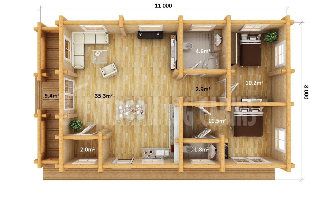 Blockbohlenhaus Carlos 1280 x 720 cm – Bild 6