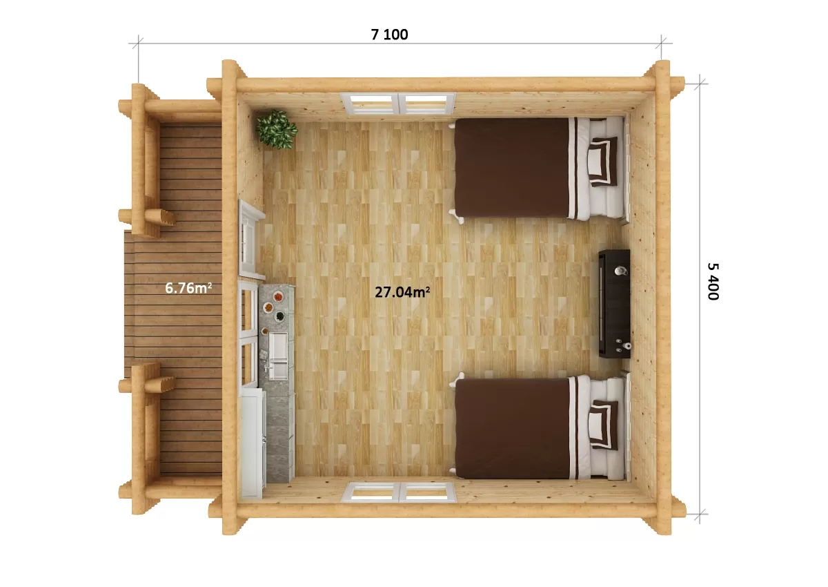 Rundstammhaus Alice 710 x 540 cm – Bild 4