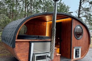 2 in 1 Elipsen-Sauna mit integriertem Whirlpool | THERMOHOLZ