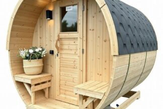 Sauna-Fass Vela Fichte mit Terrasse