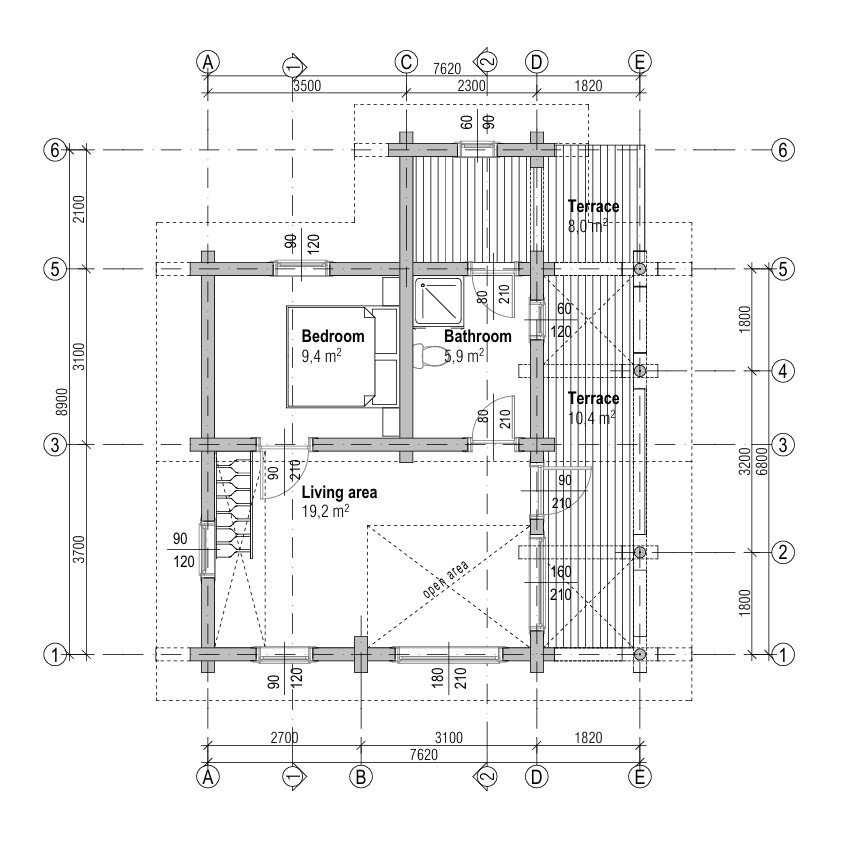 Rundstammhaus Highland 762 x 680 cm – Bild 11