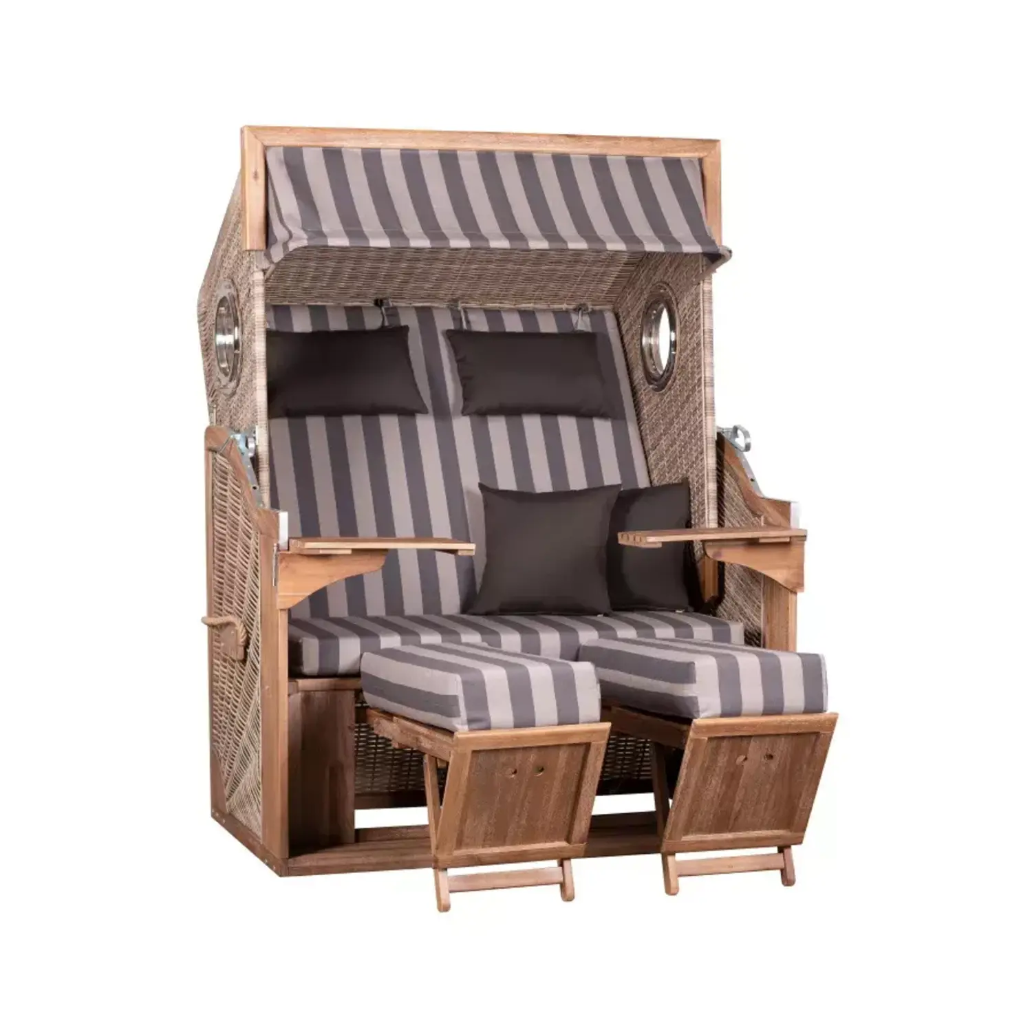 FSC®-zertifizierter Strandkorb TRENDY PURE Greenline 135XL PE antique white Dessin 755
