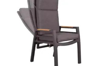 2er Set Montana Dining Relaxsessel Aluminium / Textilene mit Teakarmlehne