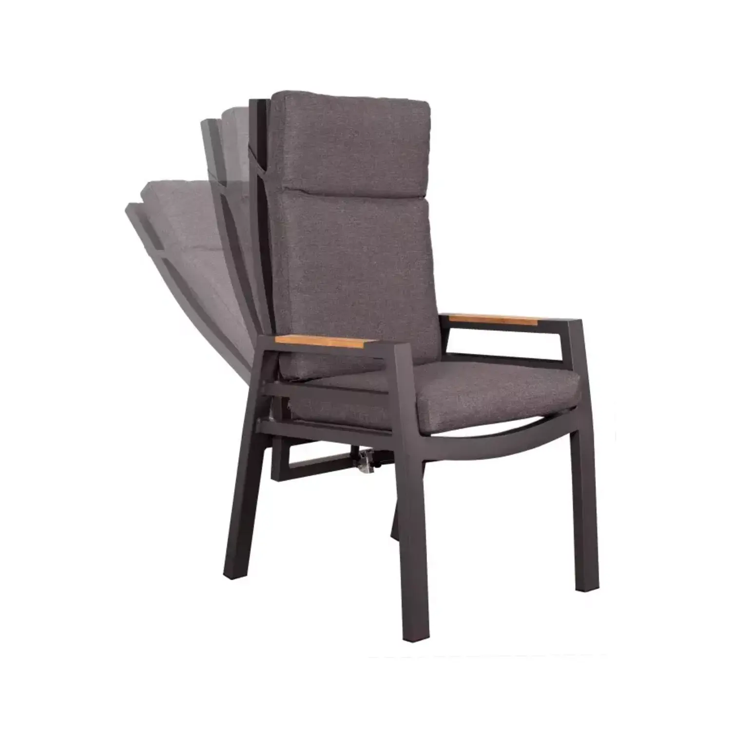 2er Set Montana Dining Relaxsessel Aluminium / Textilene mit Teakarmlehne