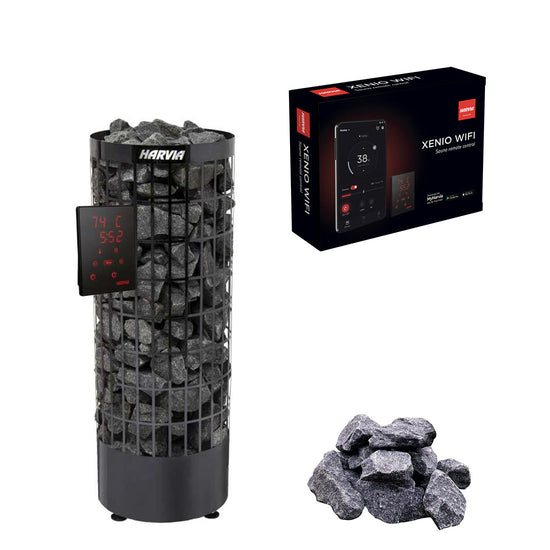 E-Ofen Komplett Set WIFI - Steuerung | Harvia Cilindro XE | 9 kW | schwarz
