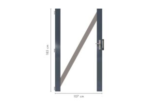 Zauntor-Rahmen terragrau inkl. Schloß/Drücker/Türbänder für 90cm Füllung