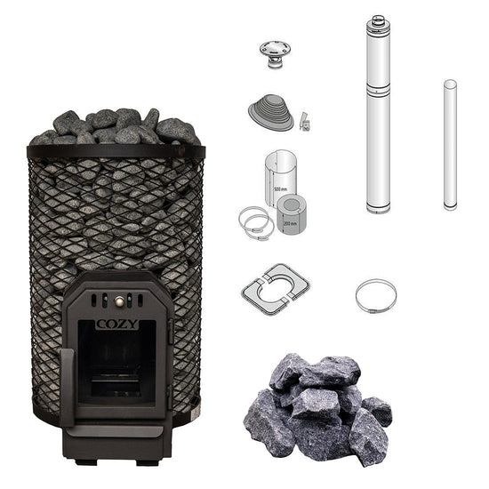Holz-Ofen Komplett Set BimSchV 2 | Cozy 12 O | 11,5 kW | inkl. Schornstein