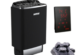 E-Ofen Komplett Außensteuerung CX110 | Harvia Top Steel E | 9 kW | schwarz